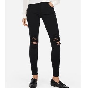 Express High Waisted Ripped Black Jean Leggings